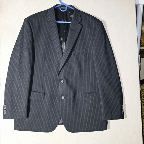 Chaps Pinstripe Blazer Sports Coat Mens 48R Navy Wool Blend Business Attire - Picture 11 of 12